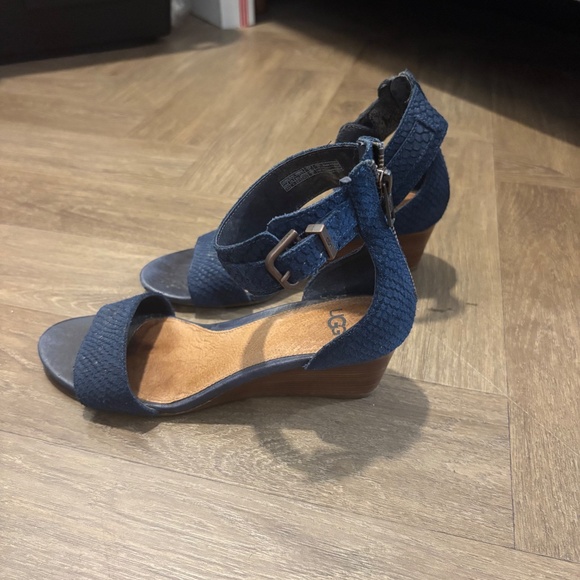 Ugg Australia Char Mar Wedge Leather Ankle Strap in Navy Blue - Picture 4 of 8